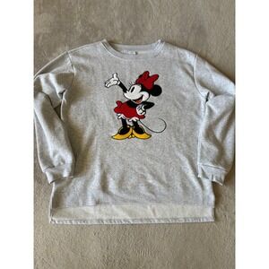 Disney Minnie Mouse Sweatshirt Pullover Graphic Crew‎ Neck Top Grey Heather